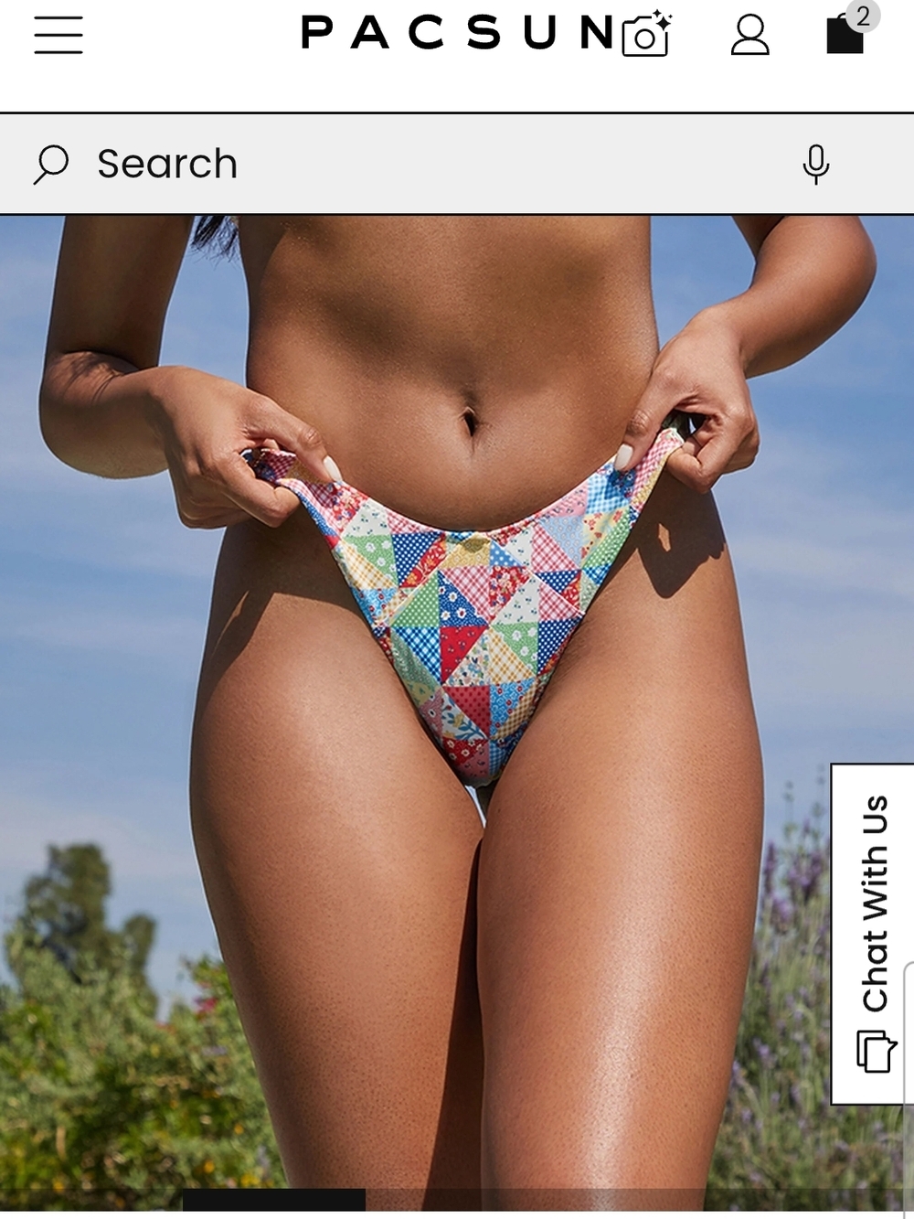 PacSun Multicolor Patchwork High-Cut Bikini Bottom
